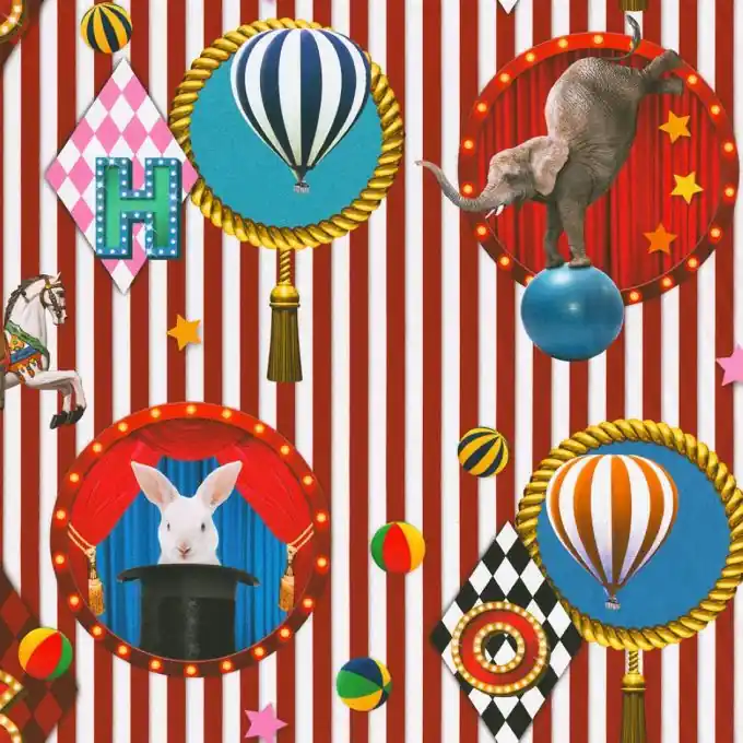 Mengenrabatt Dicker Baumwollstoff Zirkus Bunt