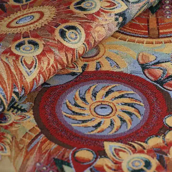 Rabatt Jacquard Gobelin Sonne/Blumen Bunt