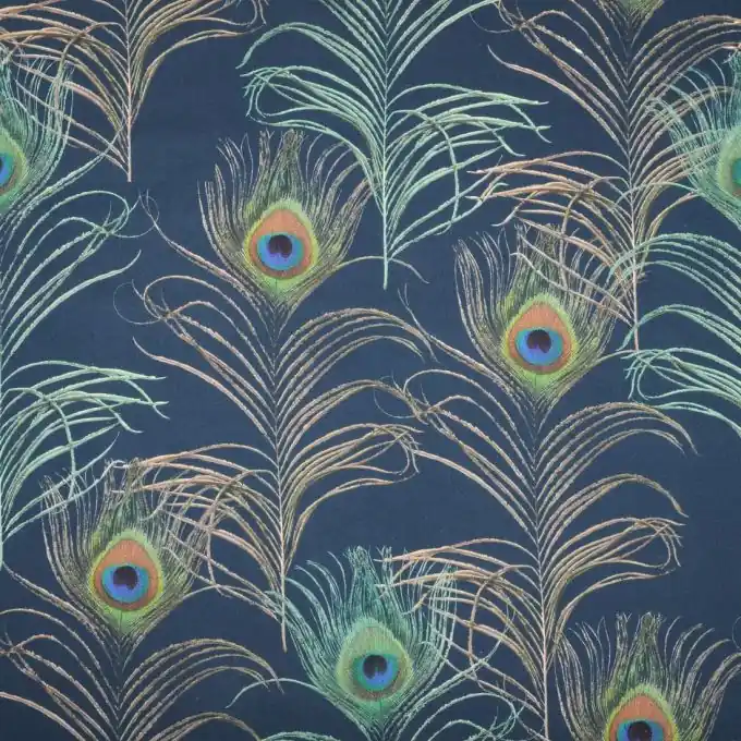 Dicker Baumwollstoff Pfauenfeder Blau Preiswert