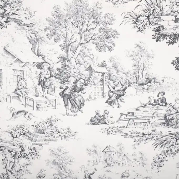 Expressversand Baumwollstoff Toile de jouy Festin Grau