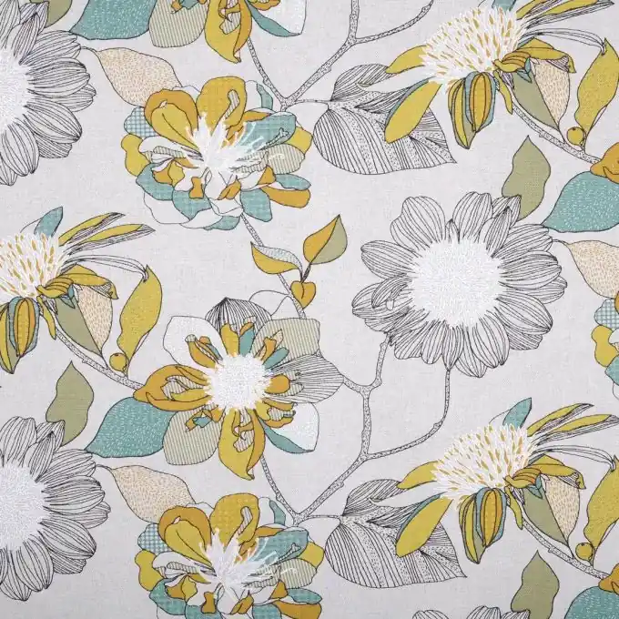 Ab Werk Dicker Baumwollstoff Blüten Gelb