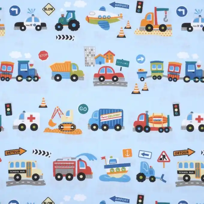 Baumwollstoff Autos Blau Nur Für Kurze Zeit