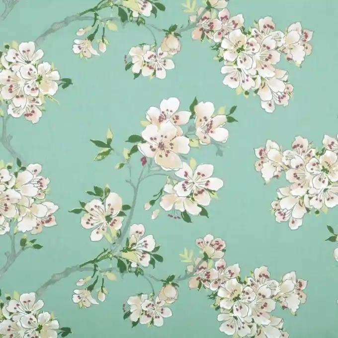 Handgefertigt Beschichteter Baumwollstoff Kirschblüten