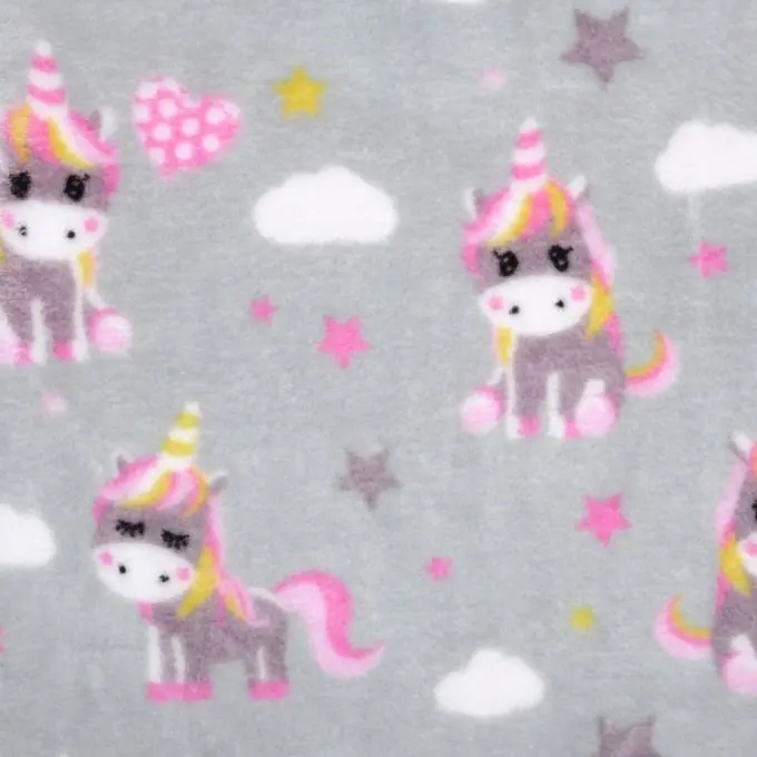 Fleece Einhörner Grau Kostenloser Rückversand
