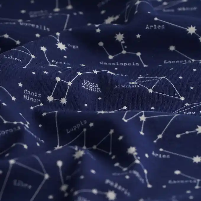 Geprüft Jersey Sterne Marineblau