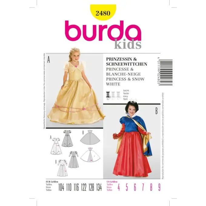 Prinzessin- & Schneewittchen-Muster – Burda Nr. 2480 Schneller Versand