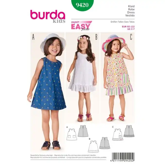 Schnittmuster für Kinderkleid – Burda Nr. 9420 Finale Aktion