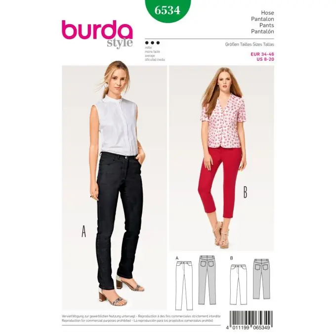 Neu Schnittmuster Hose – Burda n°6534