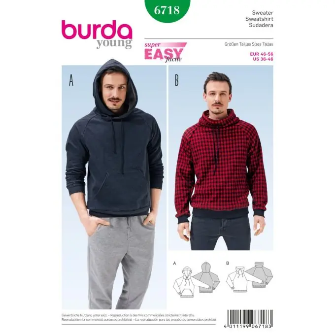 Neue Ware Schnittmuster Sweat Mann – Burda n°6718