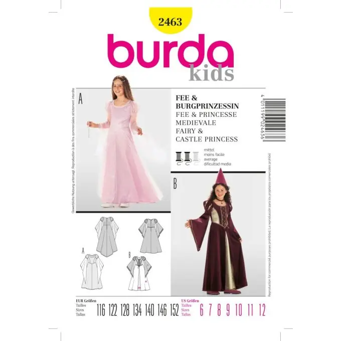 Schnittmuster Burda 2463 Fee & Burgprinzessinnen Top-Seller