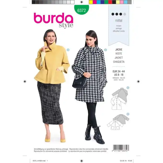 Schnittmuster Jacke – Burda n°6372 Geld-Zurück-Garantie