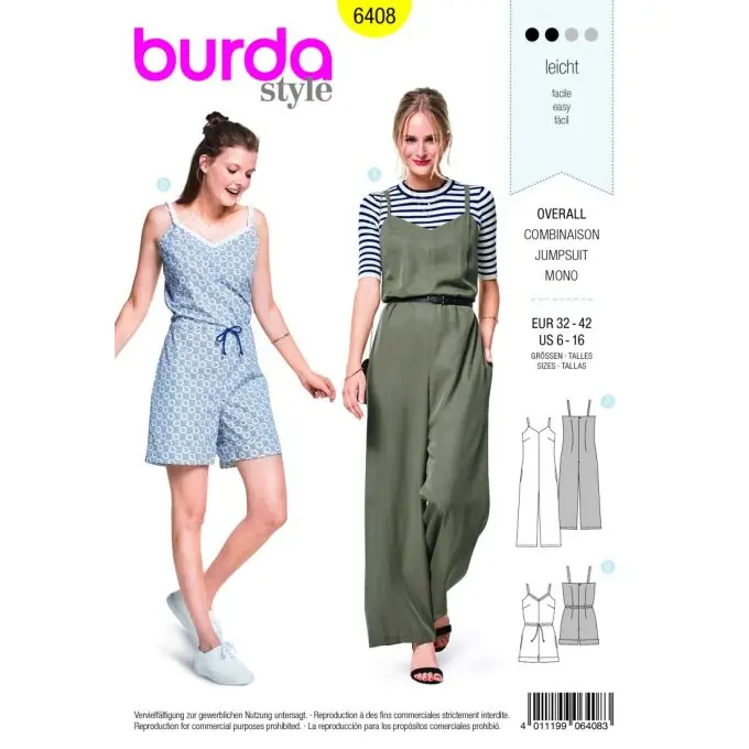 Saisonangebot Schnittmuster Burda 6408 Overall