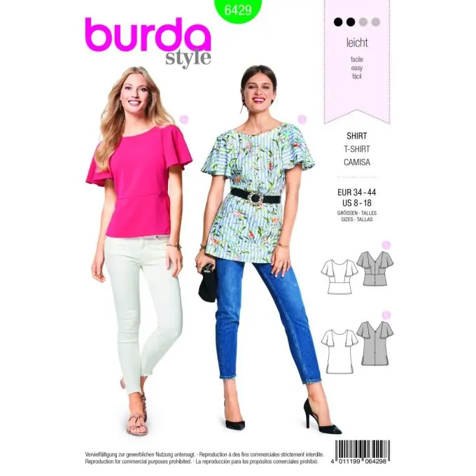 Günstig Schnittmuster Burda 6429 Shirt