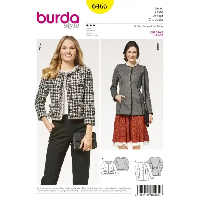 Sonderaktion Schnittmuster Burda 6465 Jacke