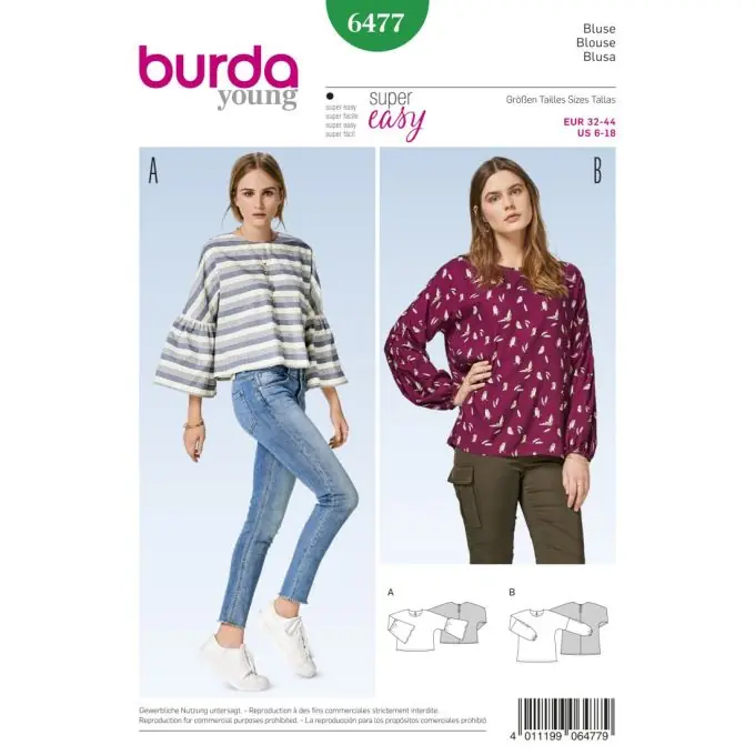 Geprüft Schnittmuster Burda 6477 Bluse