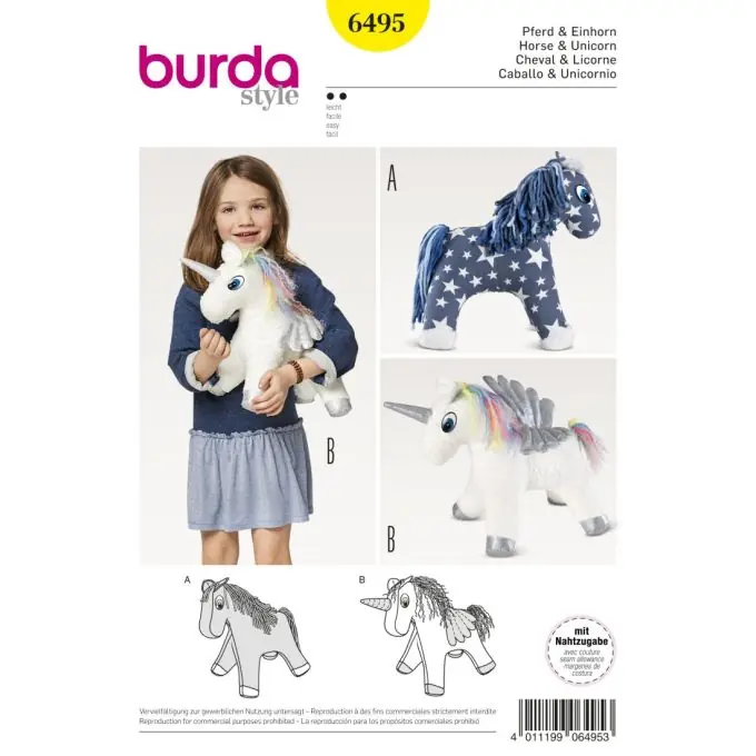 Schnittmuster Burda 6495 Pferd/Einhorn Highlight