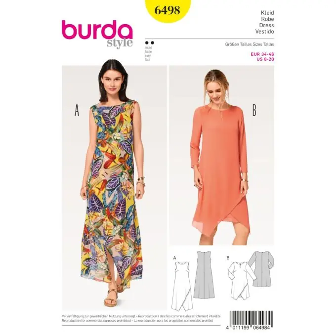 Handgefertigt Schnittmuster Burda 6498 Kleid