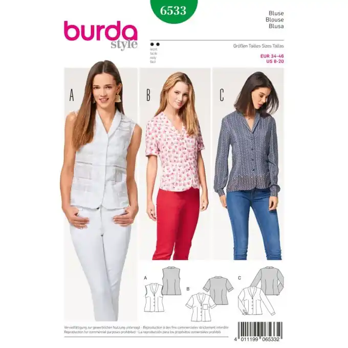 Premium Schnittmuster Burda 6533 Bluse