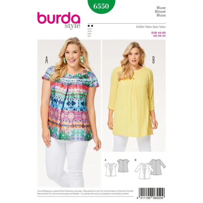 Schnittmuster Burda 6550 Bluse Expressversand