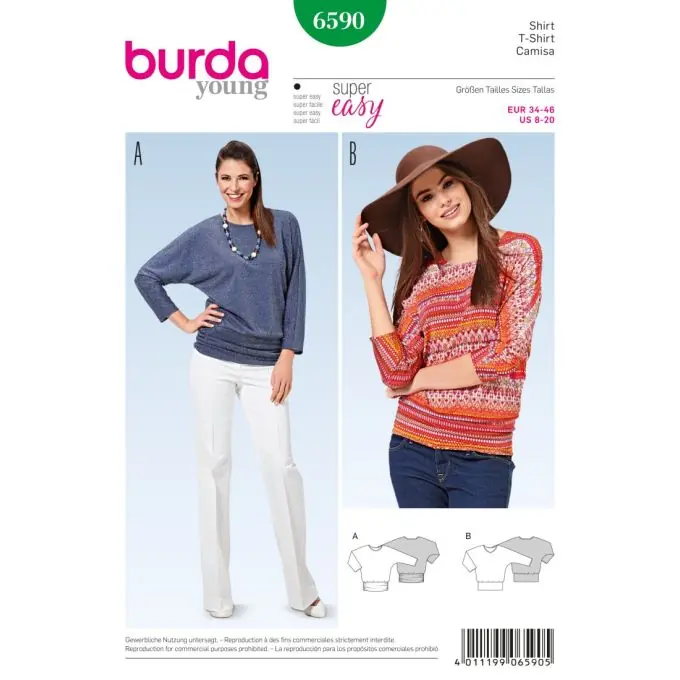 Schnittmuster Burda 6590 Shirt Abverkauf