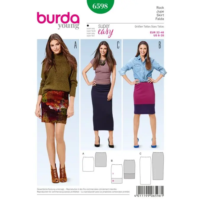 Neuheit Schnittmuster Burda 6598 Rock