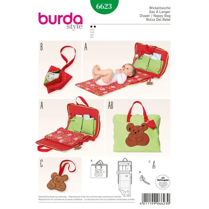 Meistverkauft Schnittmuster Burda 6623 Wickeltasche