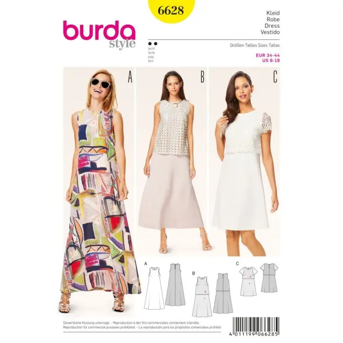 Gleich Bestellen Schnittmuster Burda 6628 Kleid