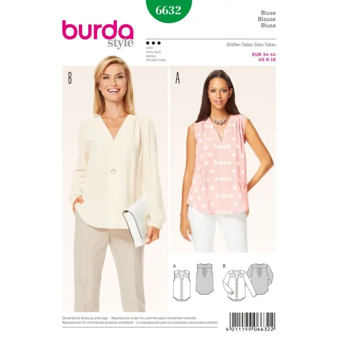 Knallerangebot Schnittmuster Burda 6632 Bluse