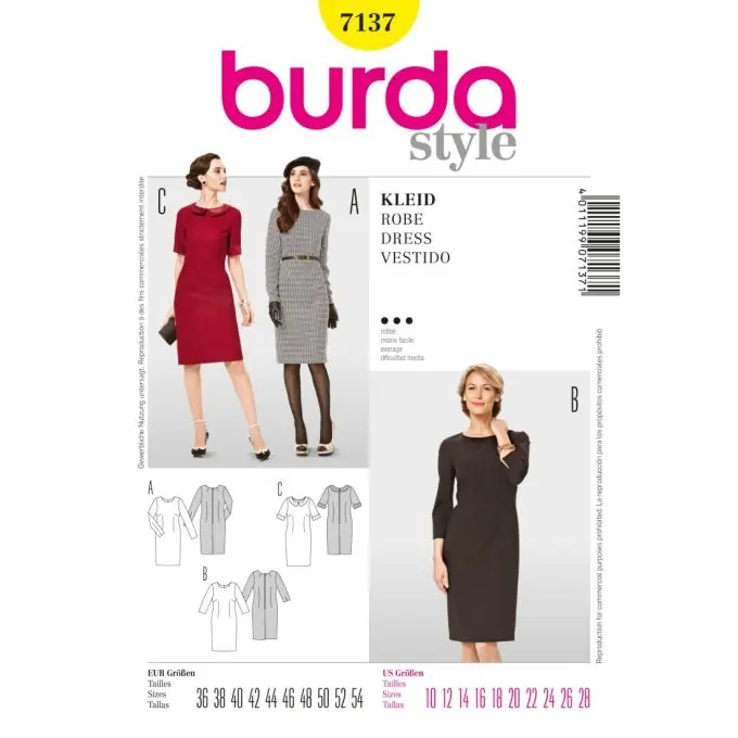 Original Schnittmuster Burda 7137 Kleid