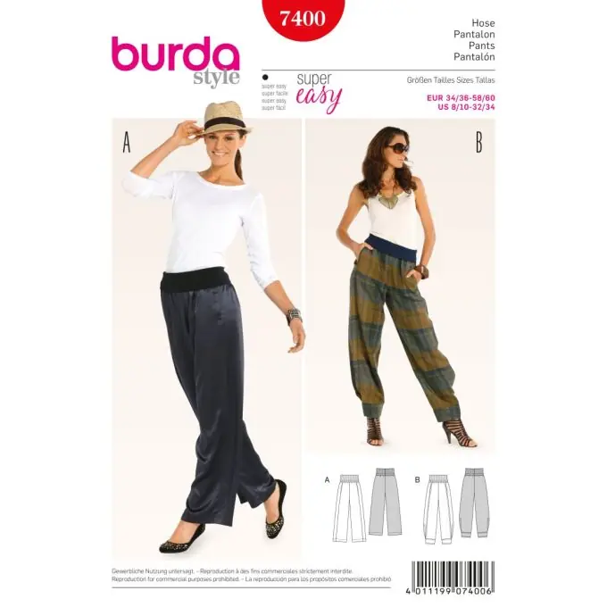 Schnittmuster Burda 7400 Hose Neue Ware