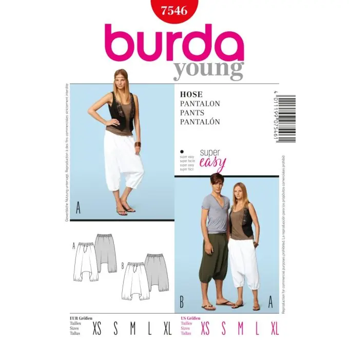 Neu Schnittmuster Burda 7546 Sarouel