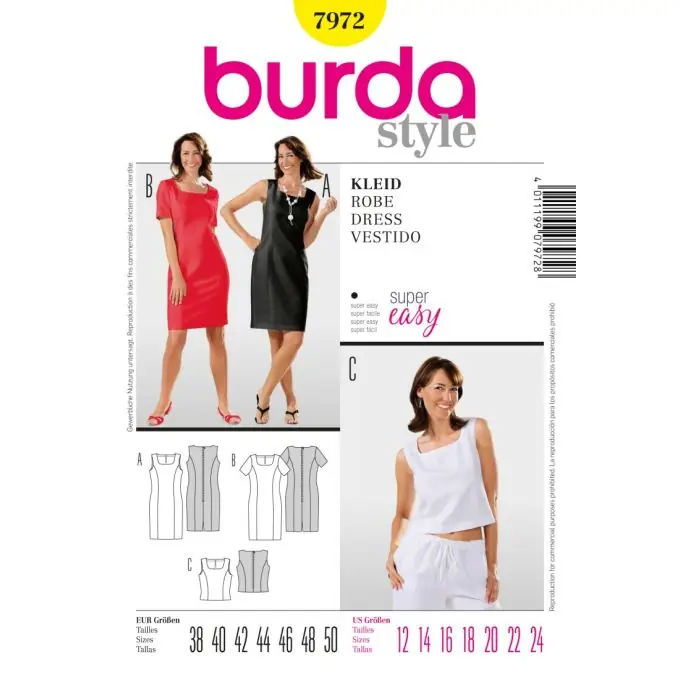 Gratis Versand Schnittmuster Burda 7972 Kleid