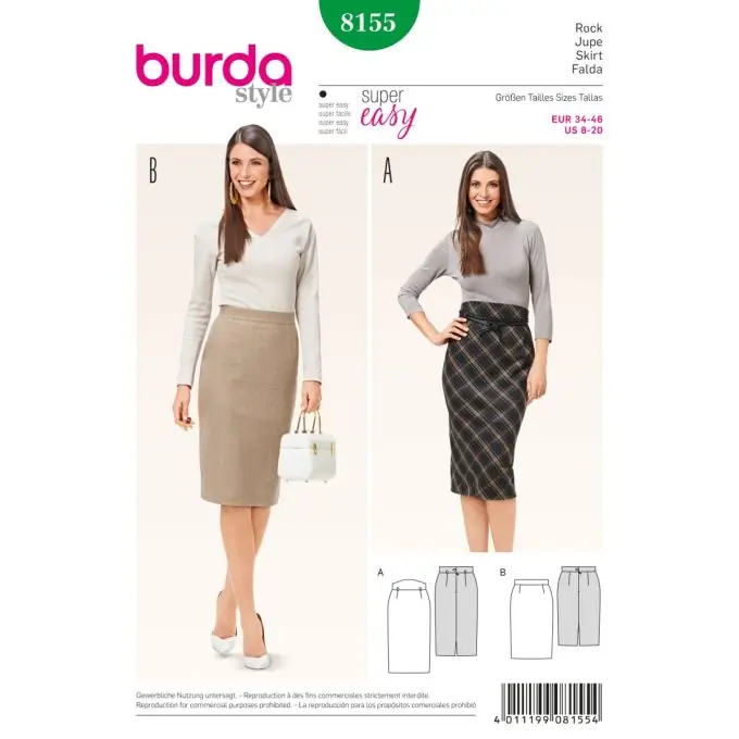 Schnittmuster Burda 8155 Rock Nur Heute