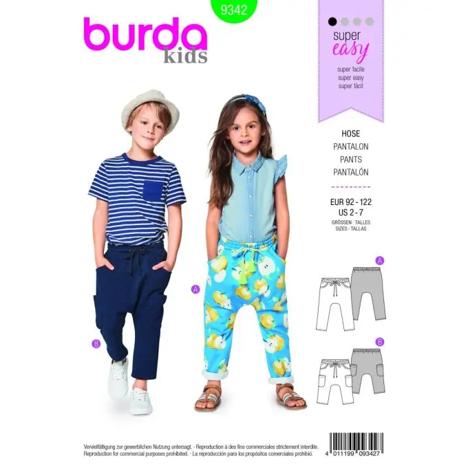 Heute Kaufen Schnittmuster Burda kids 9342 Hose