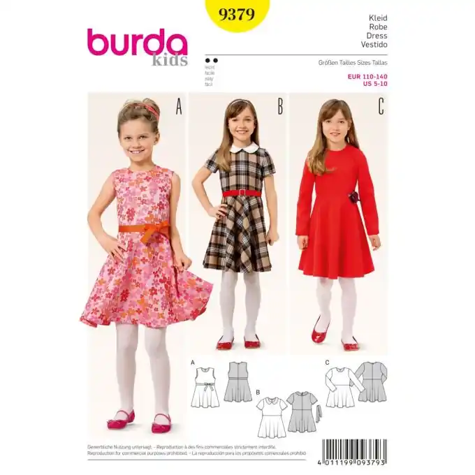 Sichere Zahlung Schnittmuster Burda kids 9379 Kleid