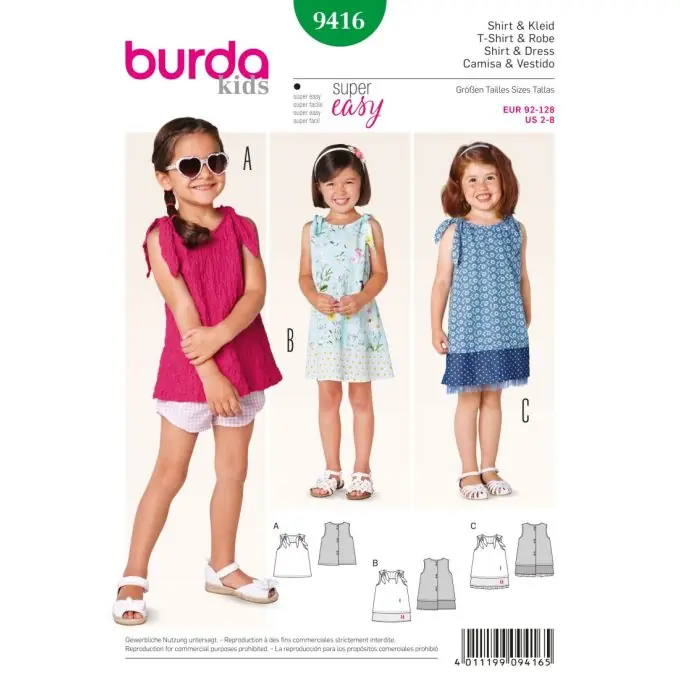 Preis Gesenkt Schnittmuster Burda 9416 kids Kleid/T-Shirt