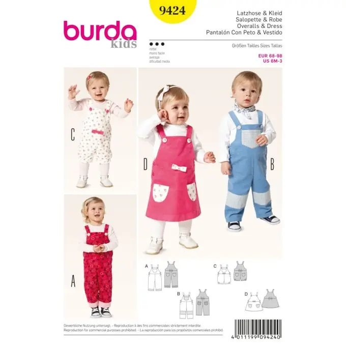 Echt Schnittmuster Burda 9424 kids Latzhose/Kleid
