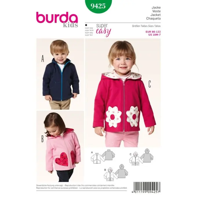Schnittmuster Burda 9425 kids Jacke Neu Im Sortiment