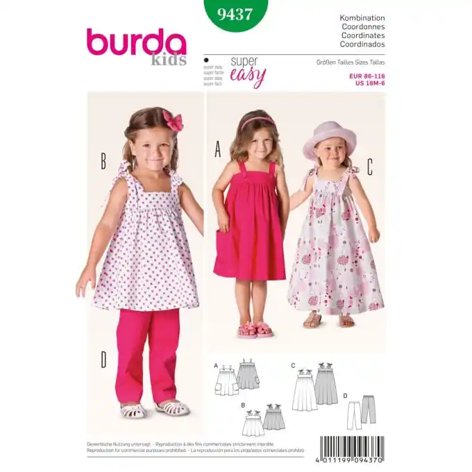 Nur Für Kurze Zeit Schnittmuster Burda 9437 kids Sets