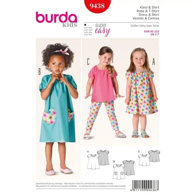 Must-Have Schnittmuster Burda 9438 kids Kleid/T-Shirt