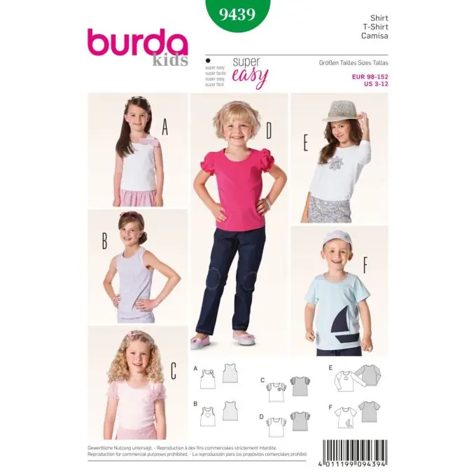 Sichere Zahlung Schnittmuster Burda 9439 kids T-Shirt