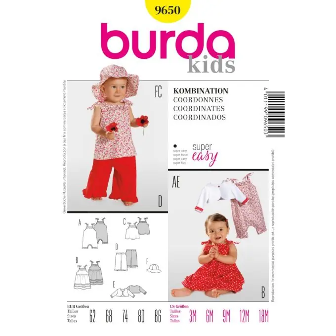 Versand Am Gleichen Tag Schnittmuster Burda 9650 kids Sets