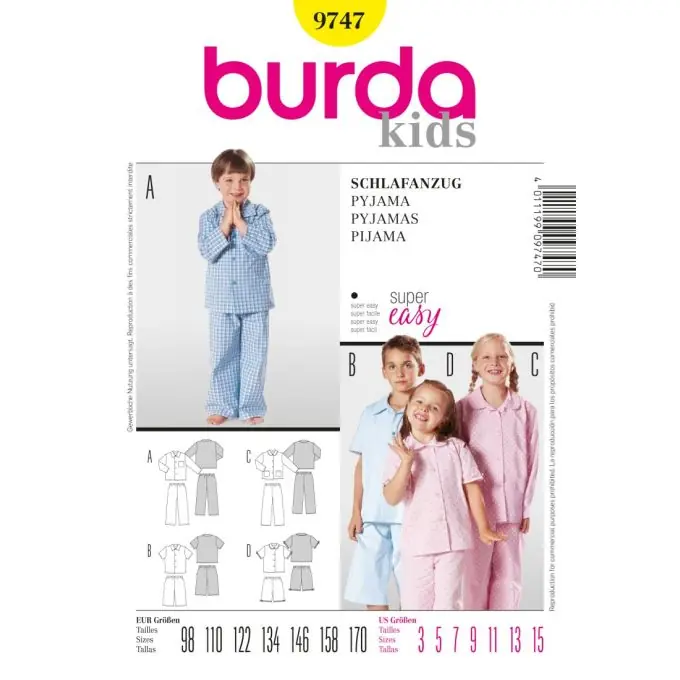 Schnittmuster Burda 9747 kids Pyjama Garantierte Lieferung