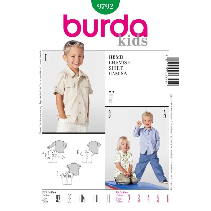 Schnittmuster Burda 9792 kids Hemd Sonderangebot