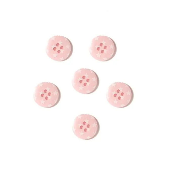 Zertifiziert Knöpfe Sterne rosa 18 mm