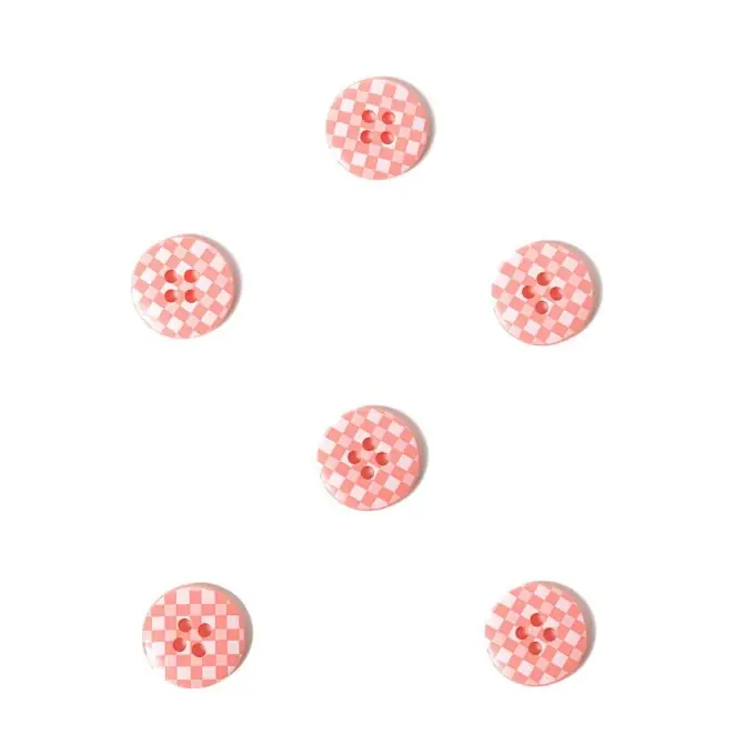 Knöpfe Vichy mit Punkten Weiß Koralle 18 mm Preisknaller