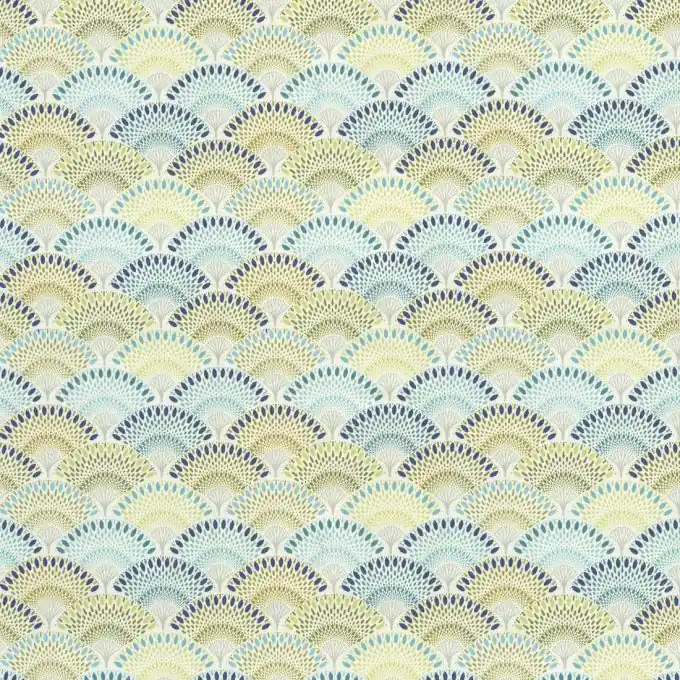 Dicker Baumwollstoff Fächer grün blau Top-Angebot