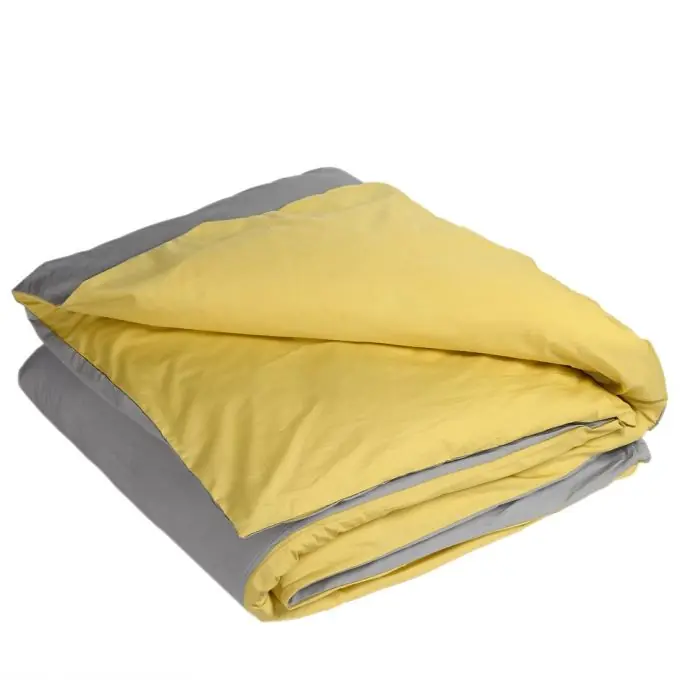 Perkal-Baumwollbettbezug zweifarbig Gelb/Grau 240×220 cm Direktkauf