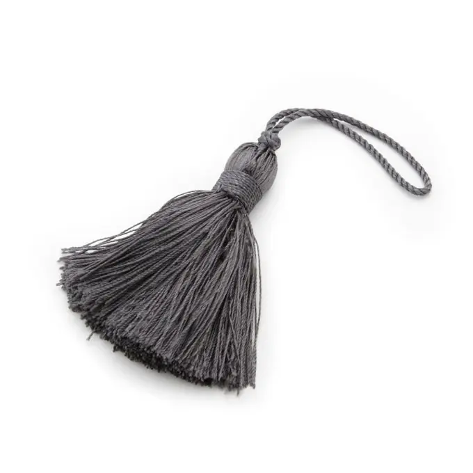 Glänzende, anthrazitgraue Quaste, großes Modell Echt