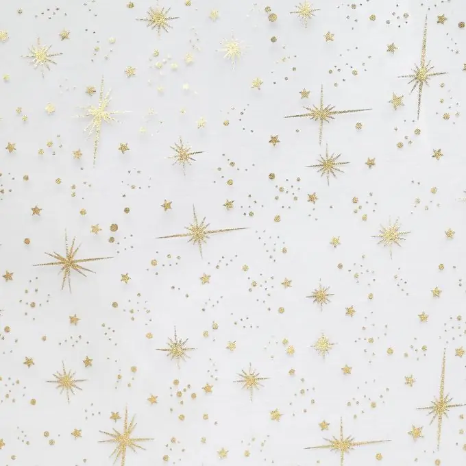 Exklusiv Organza-Vorhang Goldene & Silberne Sterne 145cm Breite